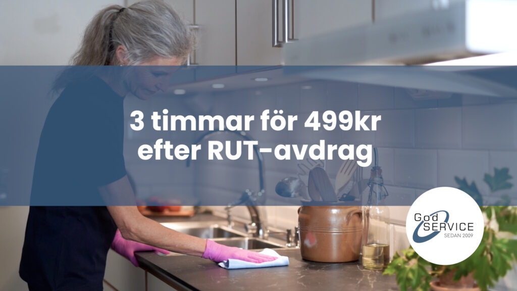 3 timmar hemstäd för 499kr efter RUT-avdrag